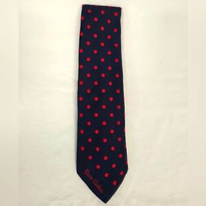 Vintage 60s Pierre Cardin Marshall Field Blue Red Polka Dot Tie
